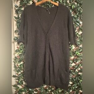 Eileen Fisher Dark Brown Cashmere Blend Short Sleeve Cardigan #1